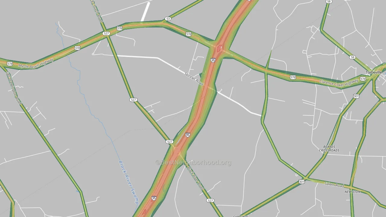 29051, SC Map of Noise Levels in 29051