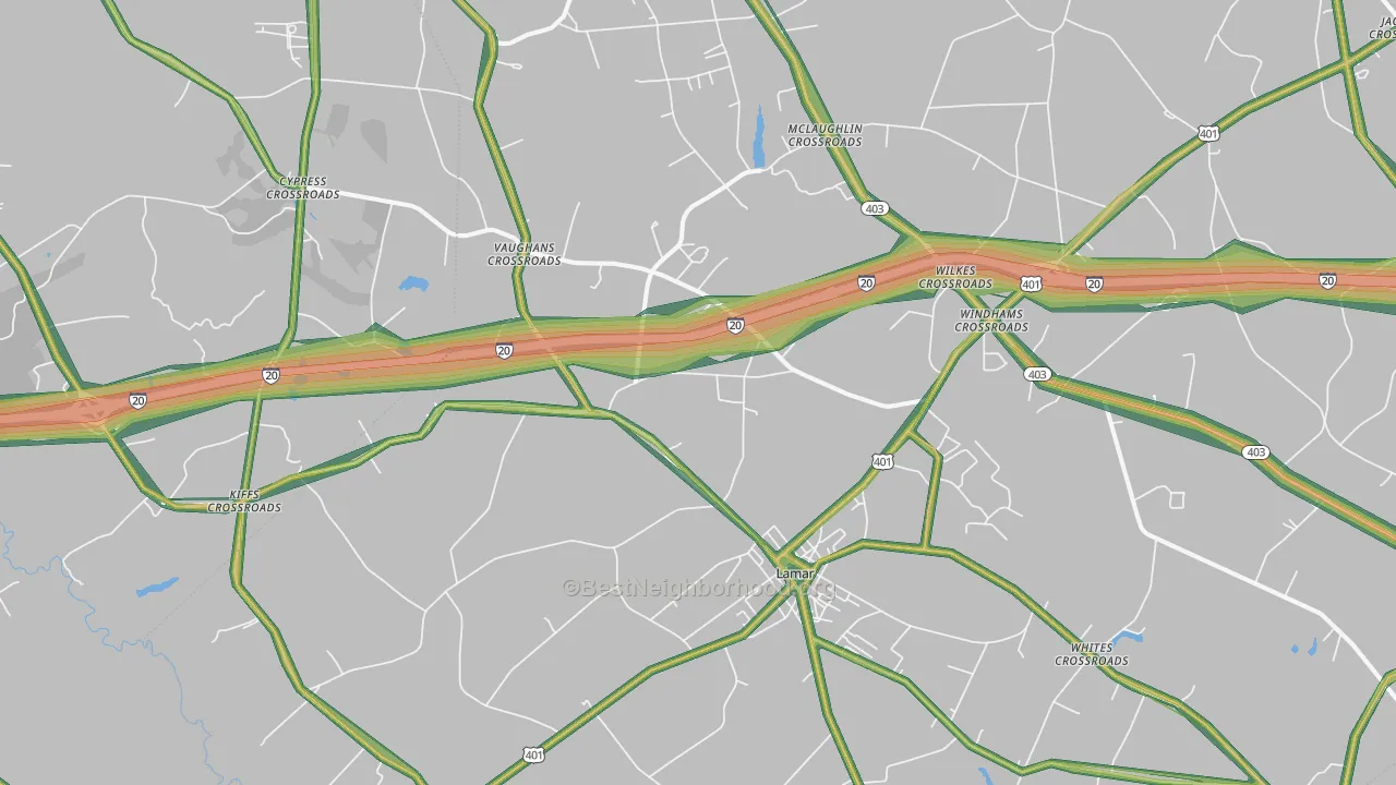 29069, SC Map of Noise Levels in 29069