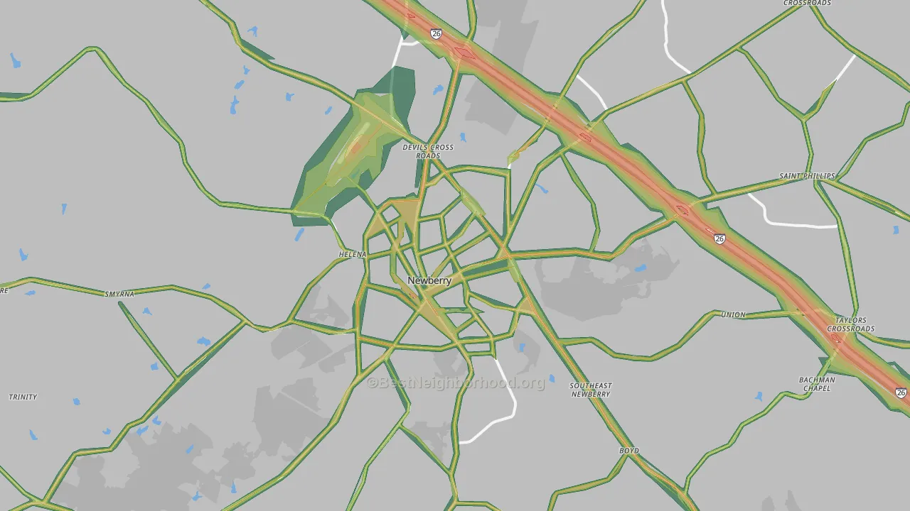 29108, SC Map of Noise Levels in 29108