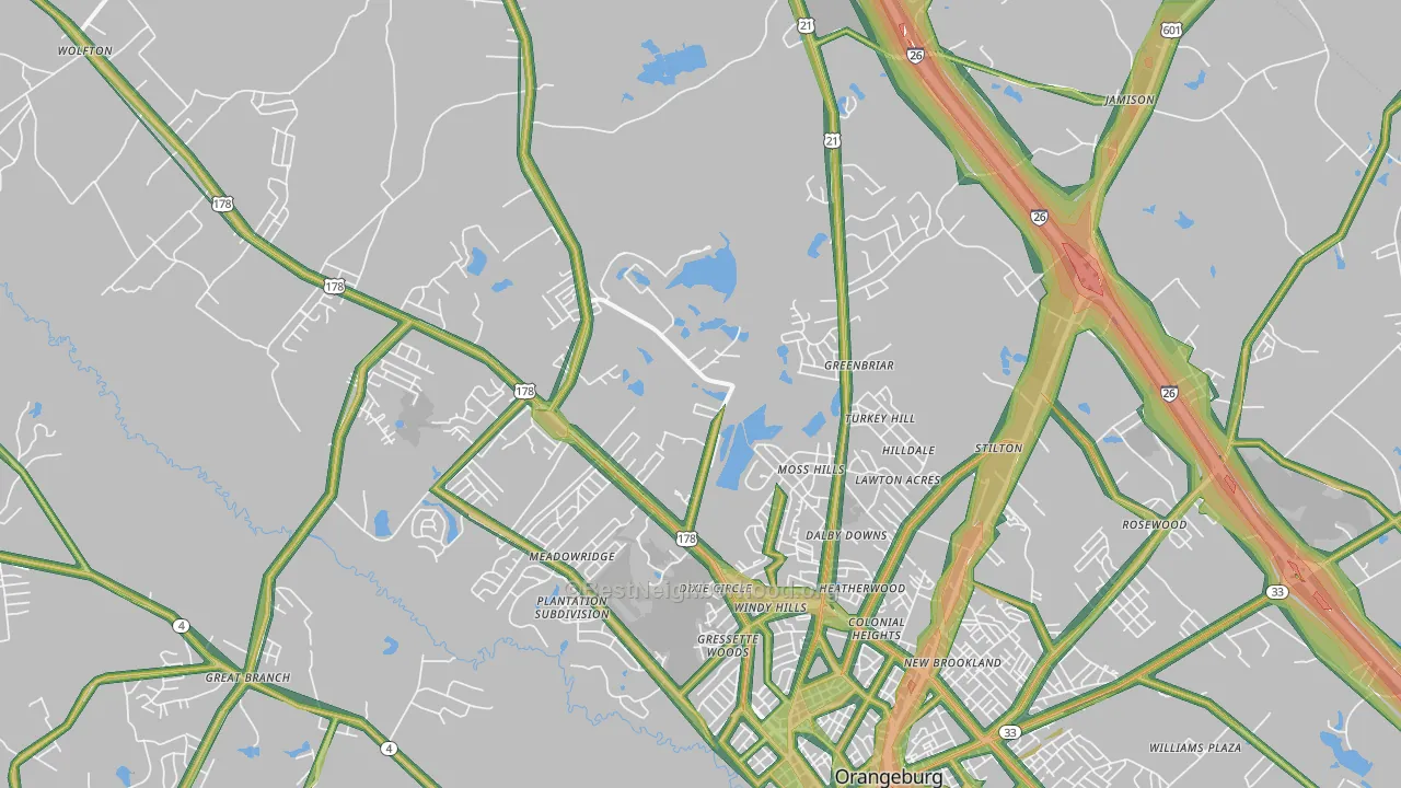29118, SC Map of Noise Levels in 29118