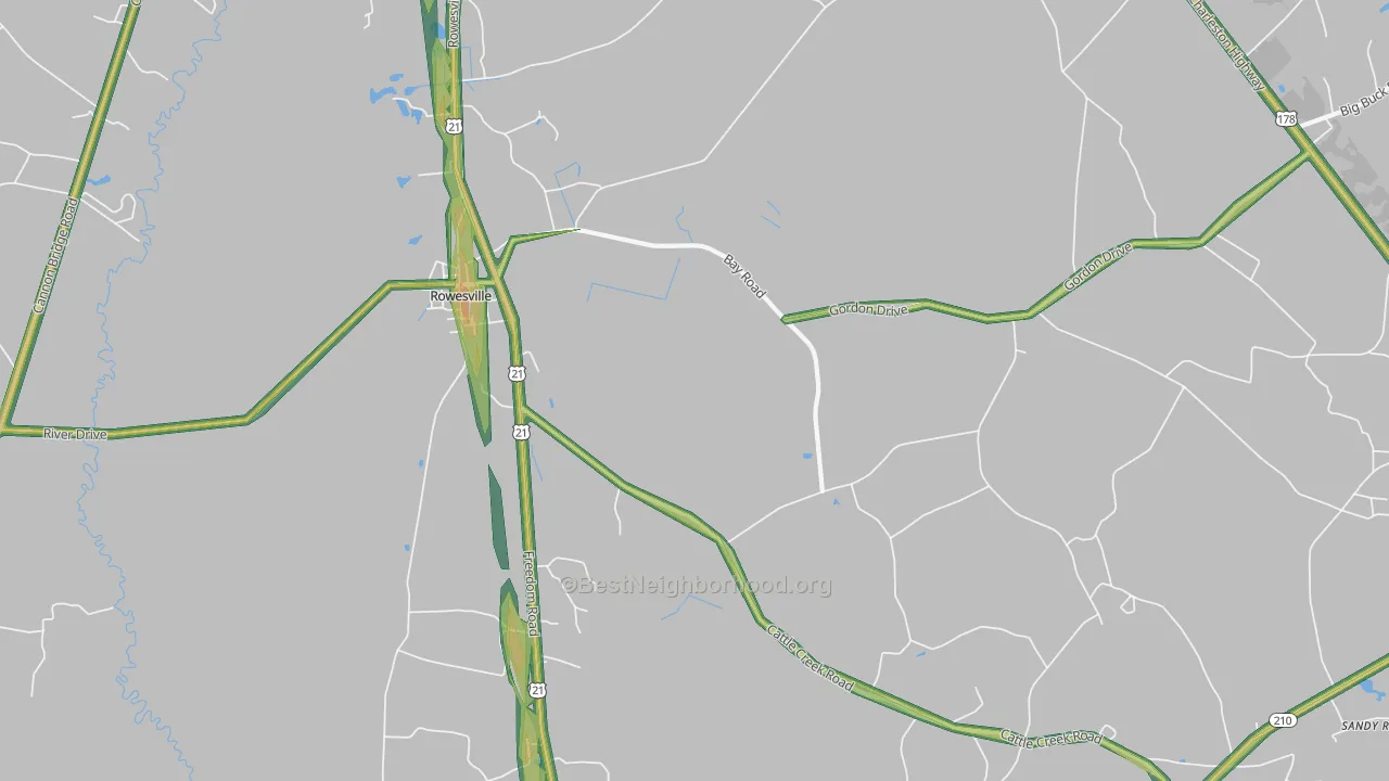 29133, SC Map of Noise Levels in 29133