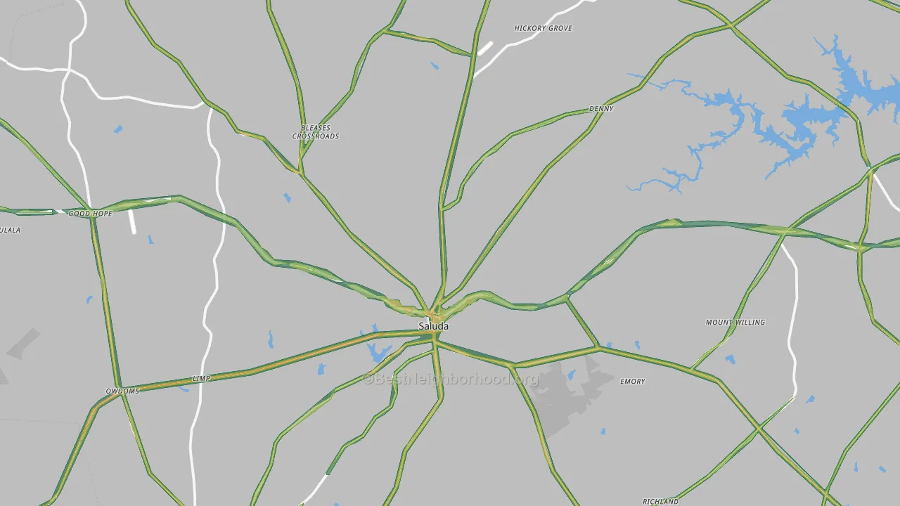 29138, SC Map of Noise Levels in 29138