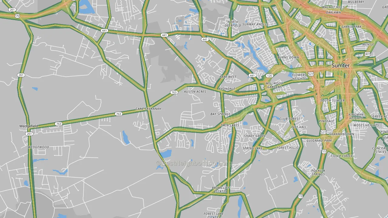 29154, SC Map of Noise Levels in 29154