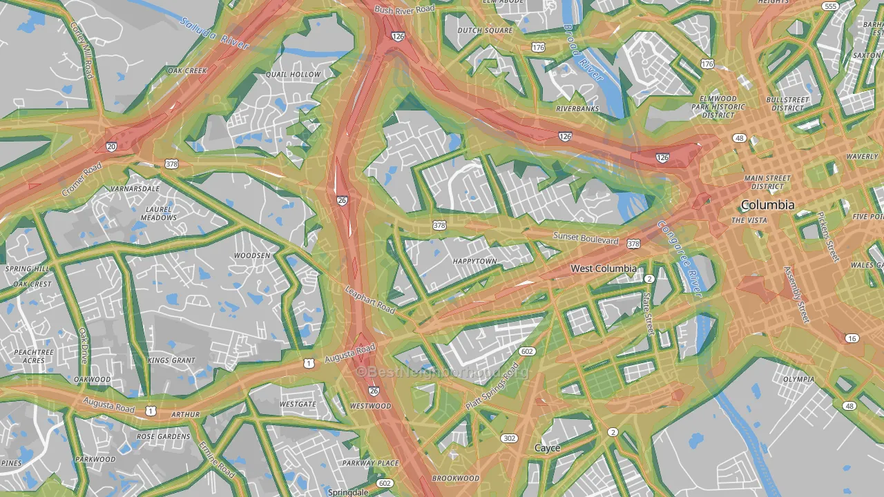 29169, SC Map of Noise Levels in 29169