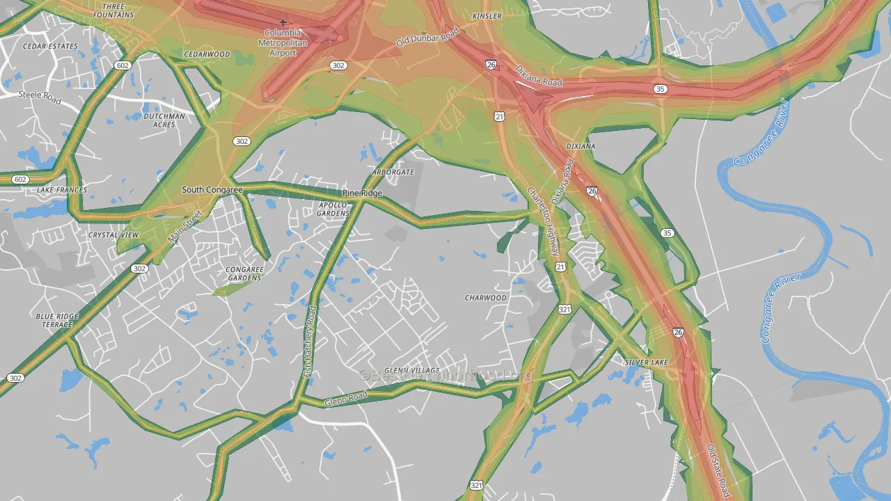 29172, SC Map of Noise Levels in 29172