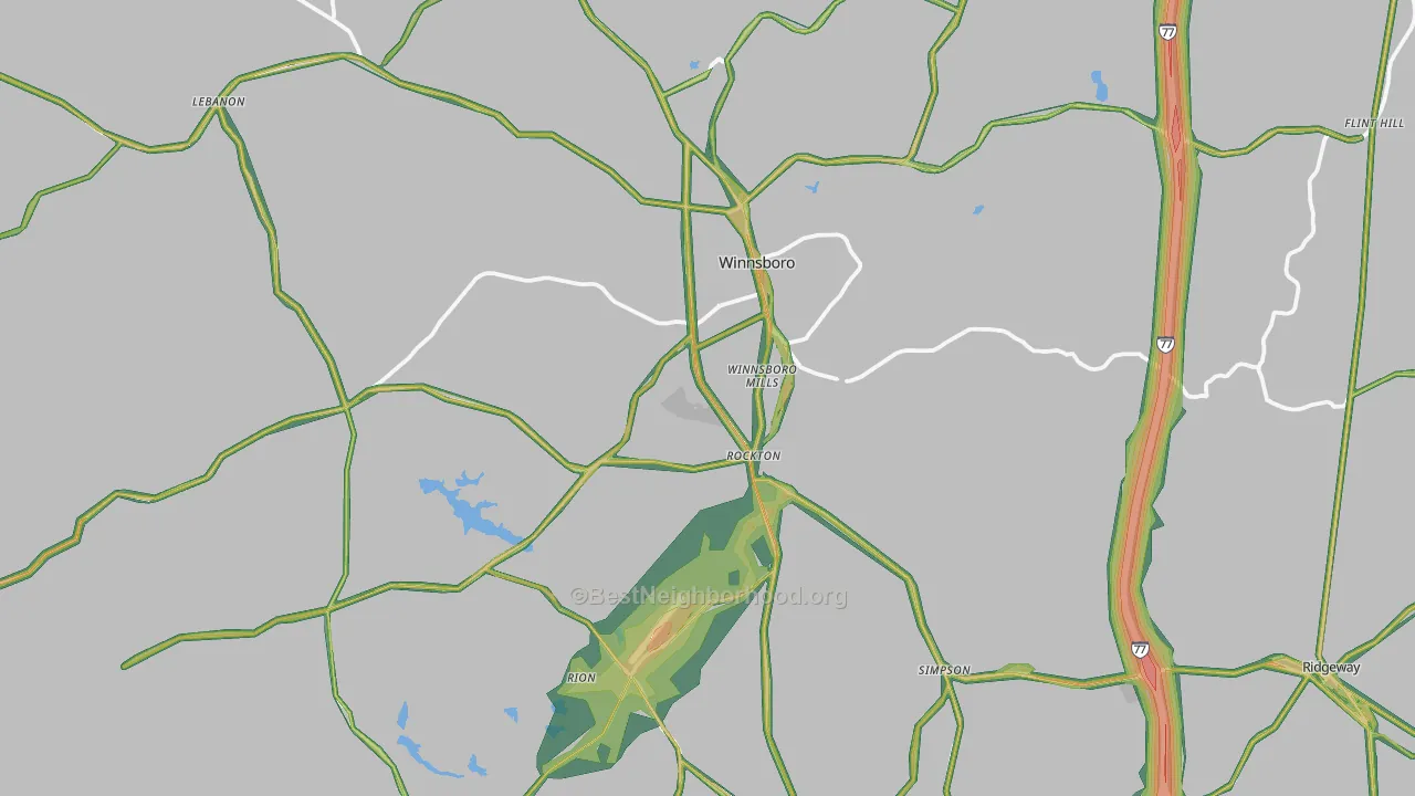 29180, SC Map of Noise Levels in 29180