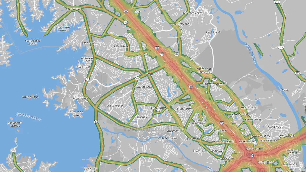 29212, SC Map of Noise Levels in 29212
