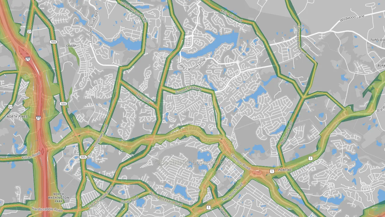 29229, SC Map of Noise Levels in 29229