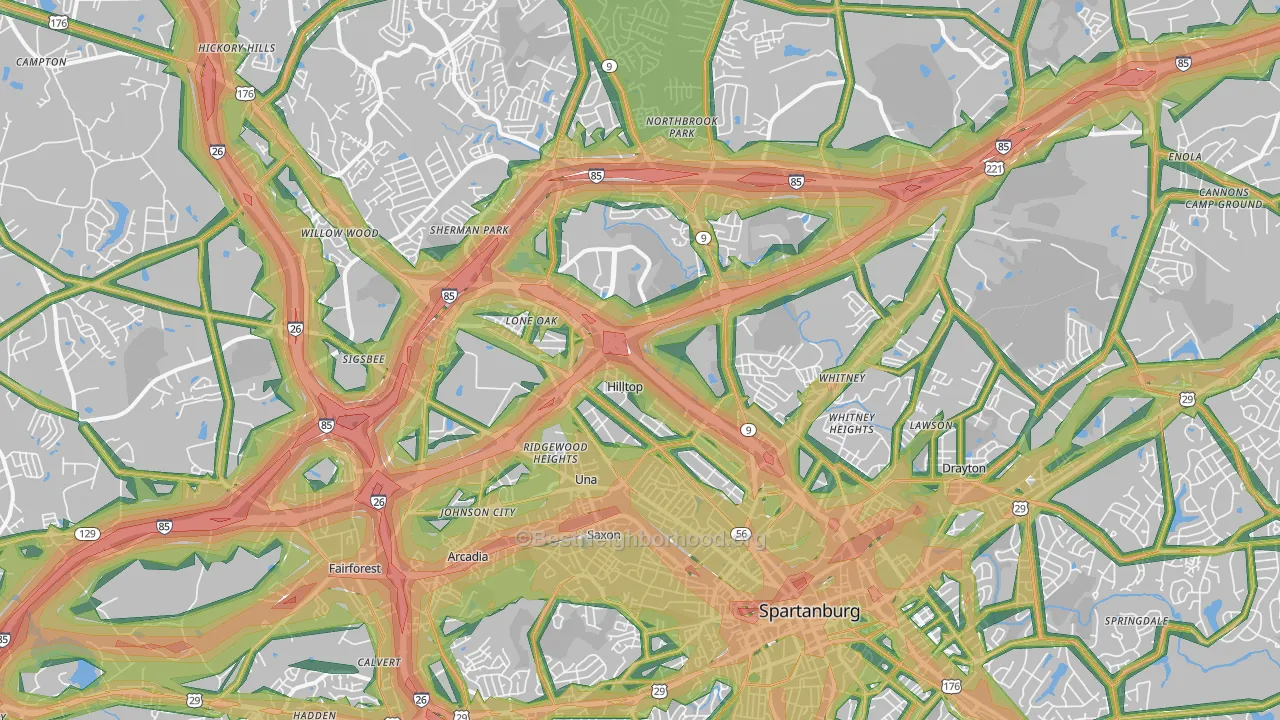 29303, SC Map of Noise Levels in 29303