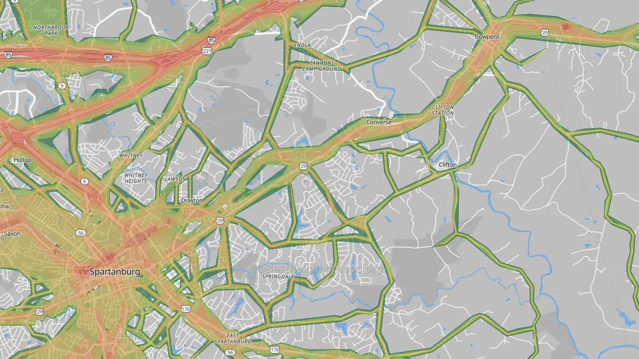 29307, SC Map of Noise Levels in 29307