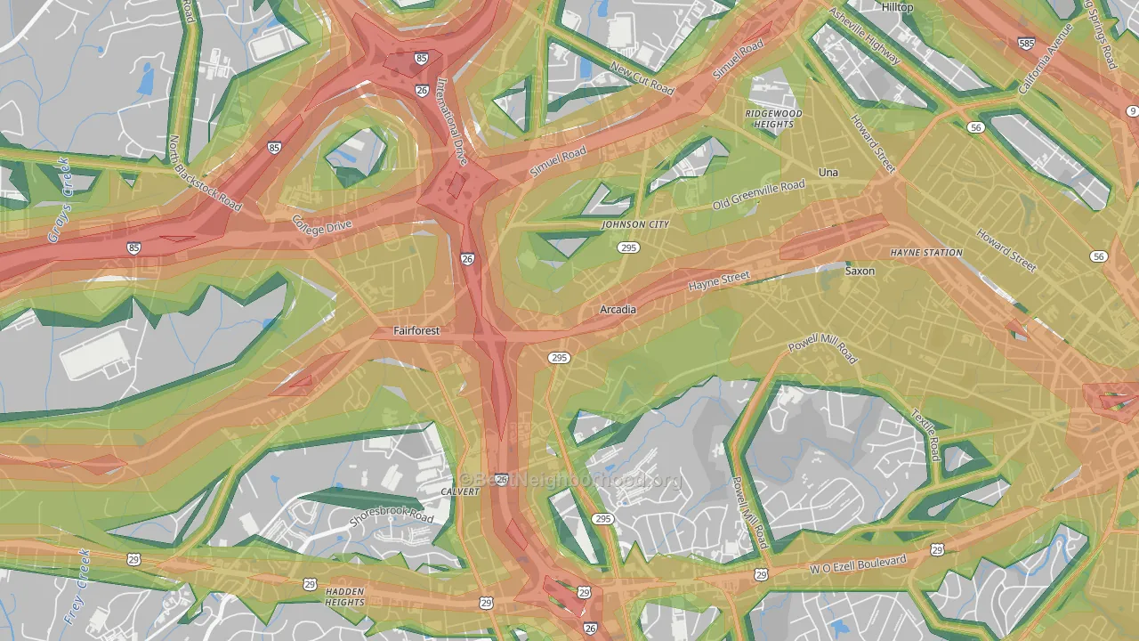 29320, SC Map of Noise Levels in 29320