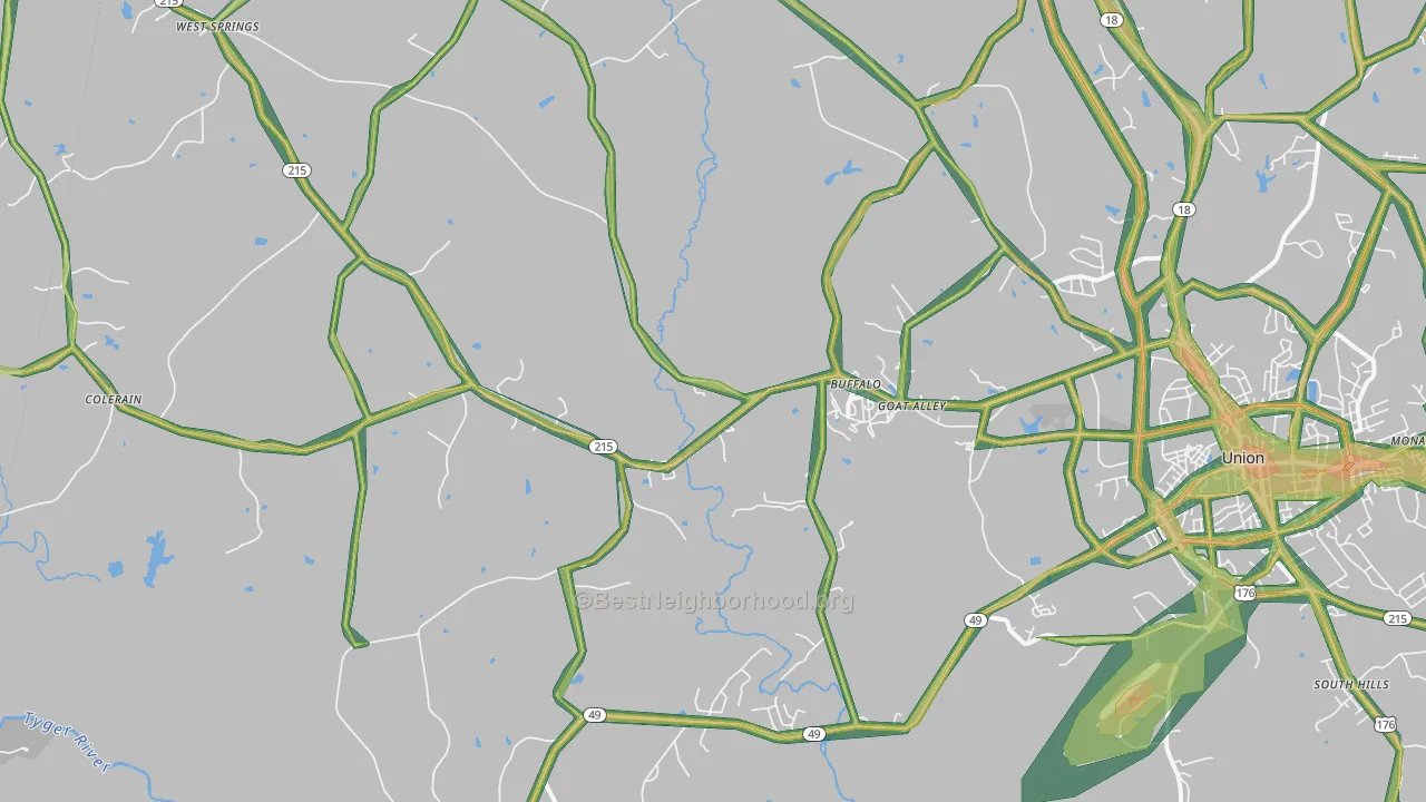 29321, SC Map of Noise Levels in 29321