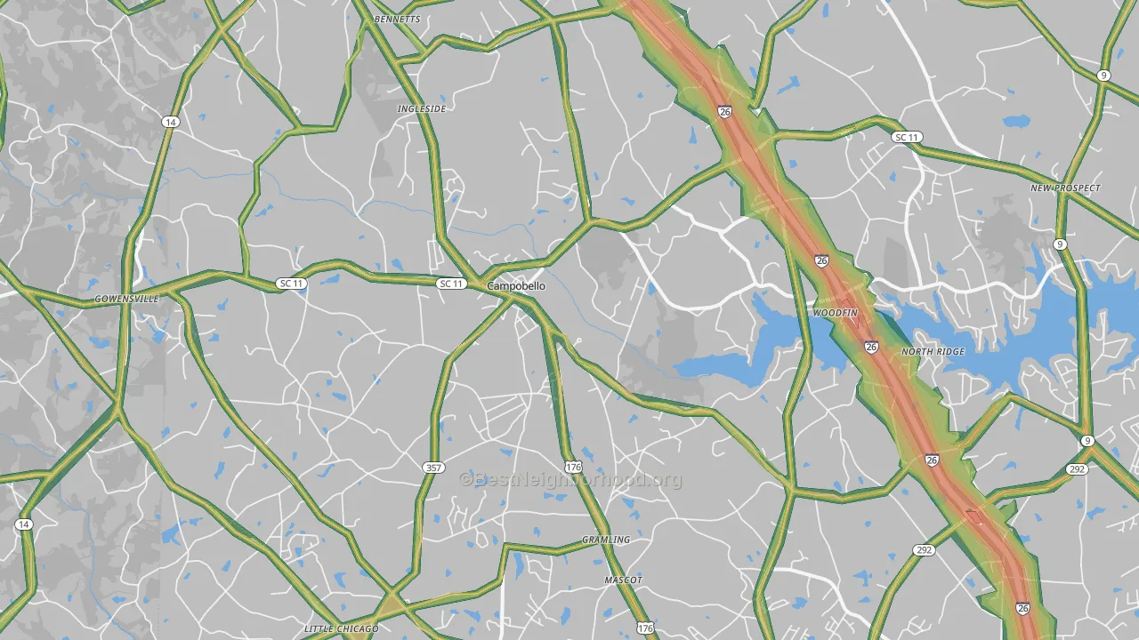 29322, SC Map of Noise Levels in 29322