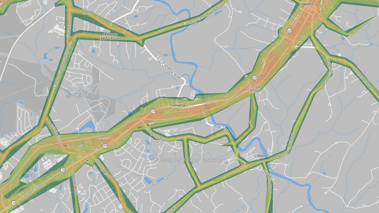 29329, SC Map of Noise Levels in 29329