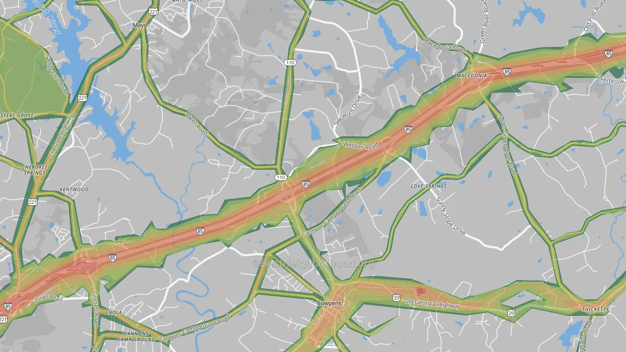 29330, SC Map of Noise Levels in 29330