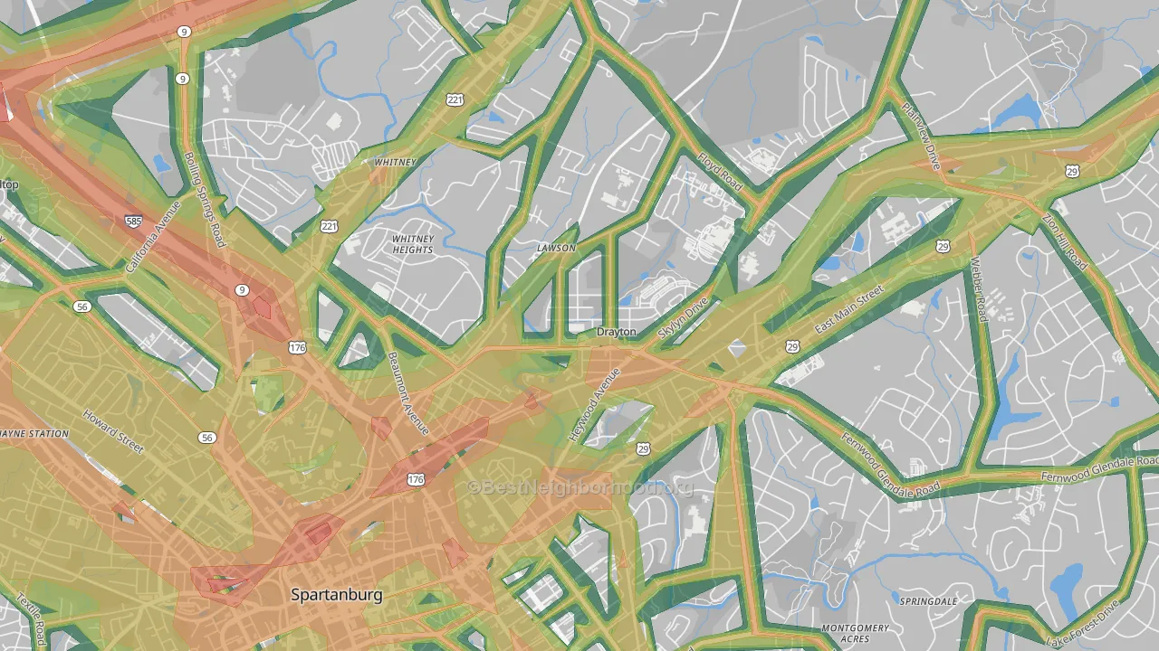 29333, SC Map of Noise Levels in 29333