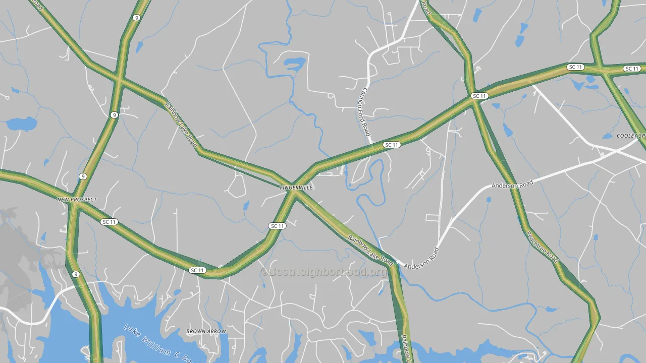 29338, SC Map of Noise Levels in 29338