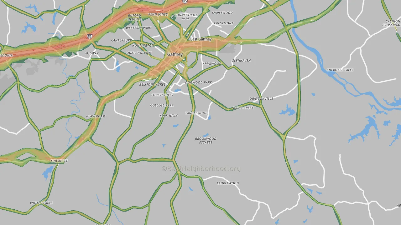 29340, SC Map of Noise Levels in 29340