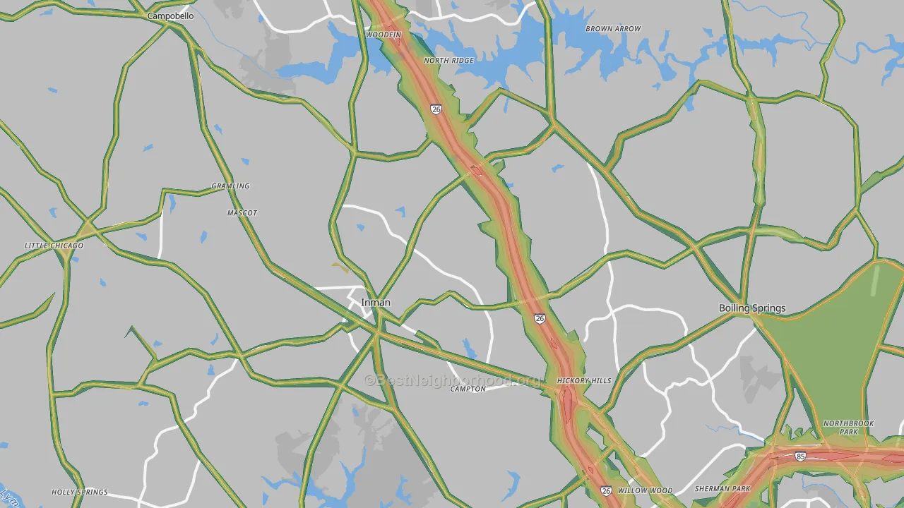 29349, SC Map of Noise Levels in 29349