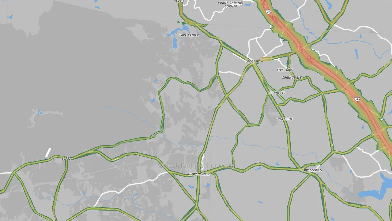 29356, SC Map of Noise Levels in 29356