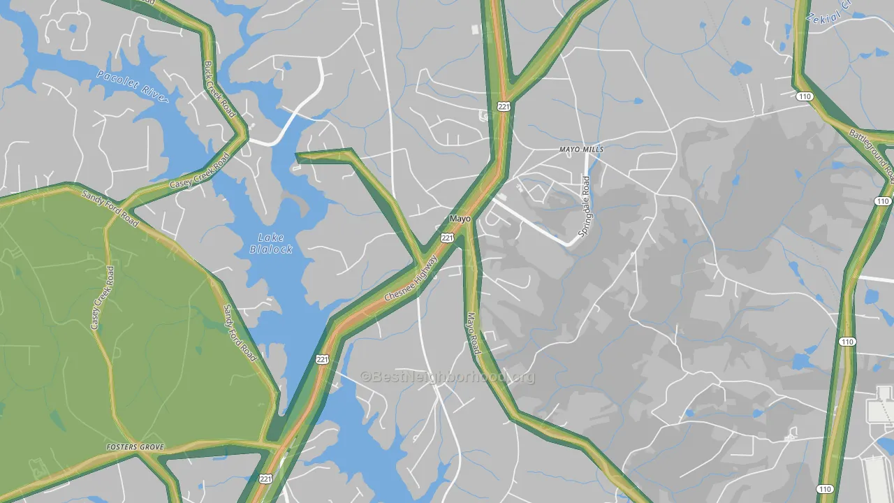 29368, SC Map of Noise Levels in 29368