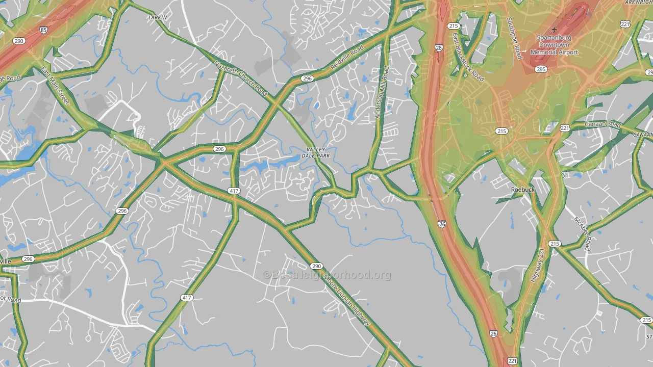 29369, SC Map of Noise Levels in 29369