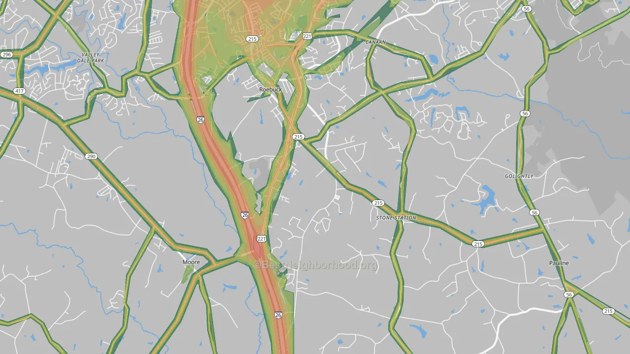 29376, SC Map of Noise Levels in 29376