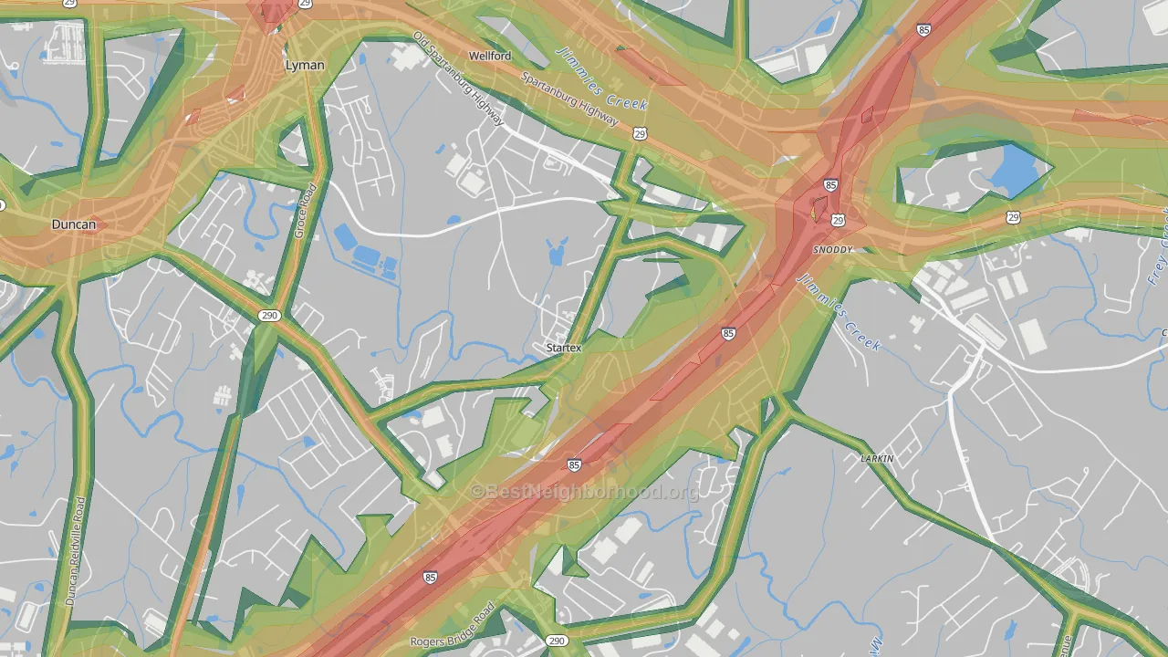 29377, SC Map of Noise Levels in 29377