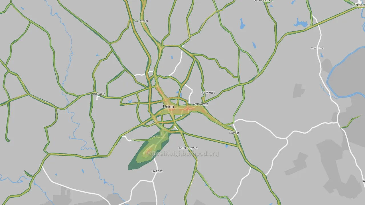 29379, SC Map of Noise Levels in 29379