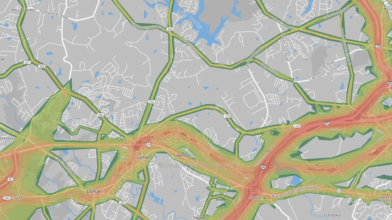 29385, SC Map of Noise Levels in 29385