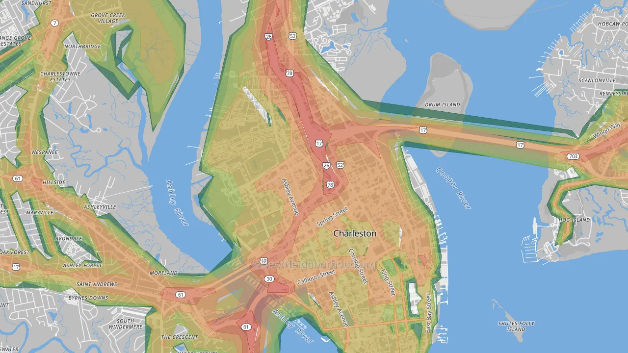 29403, SC Map of Noise Levels in 29403