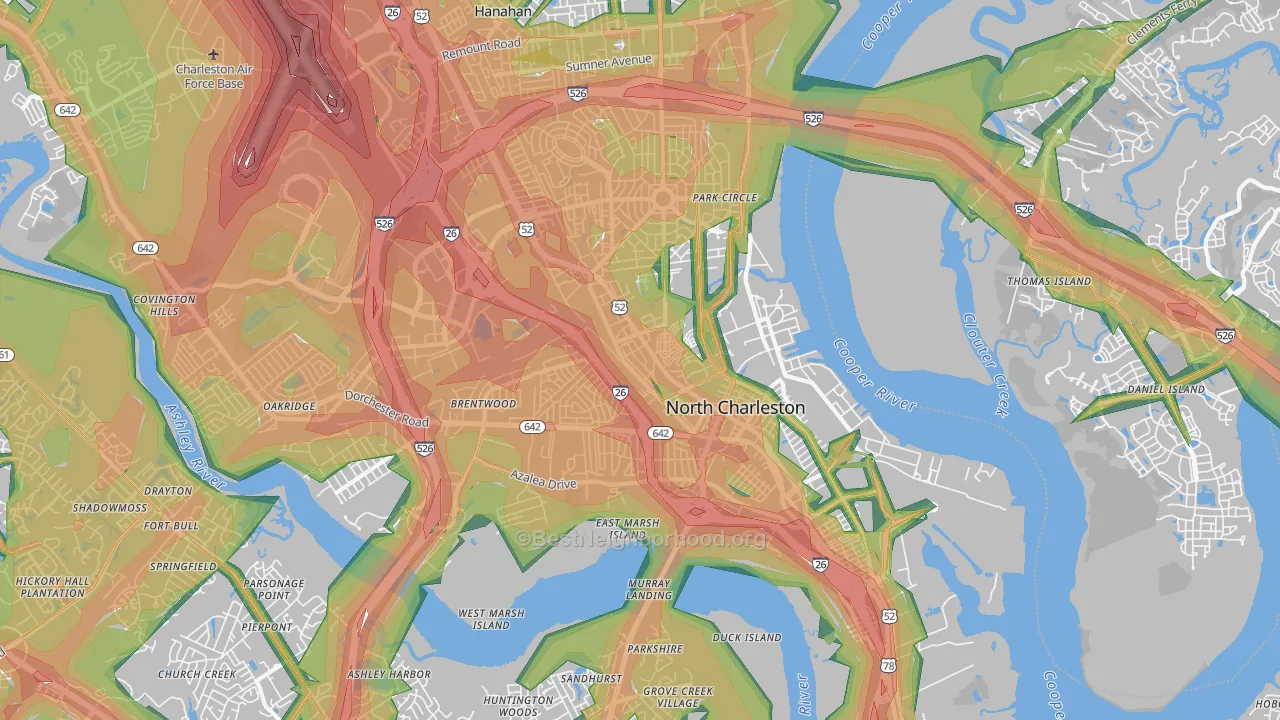 29405, SC Map of Noise Levels in 29405
