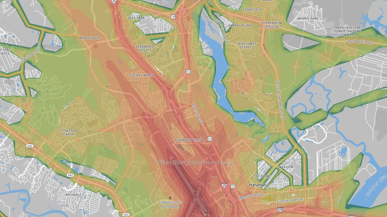 29406, SC Map of Noise Levels in 29406