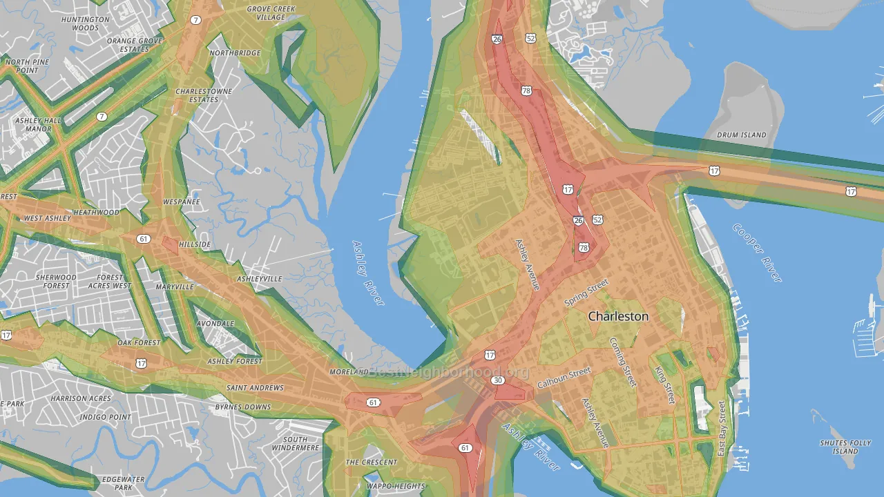 29409, SC Map of Noise Levels in 29409