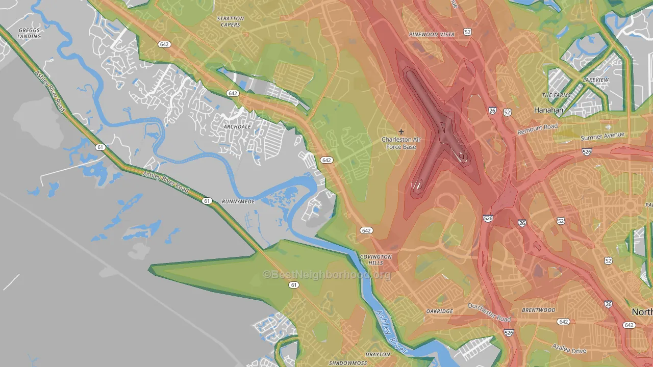 29418, SC Map of Noise Levels in 29418