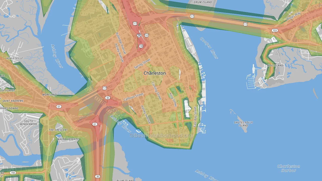 29424, SC Map of Noise Levels in 29424