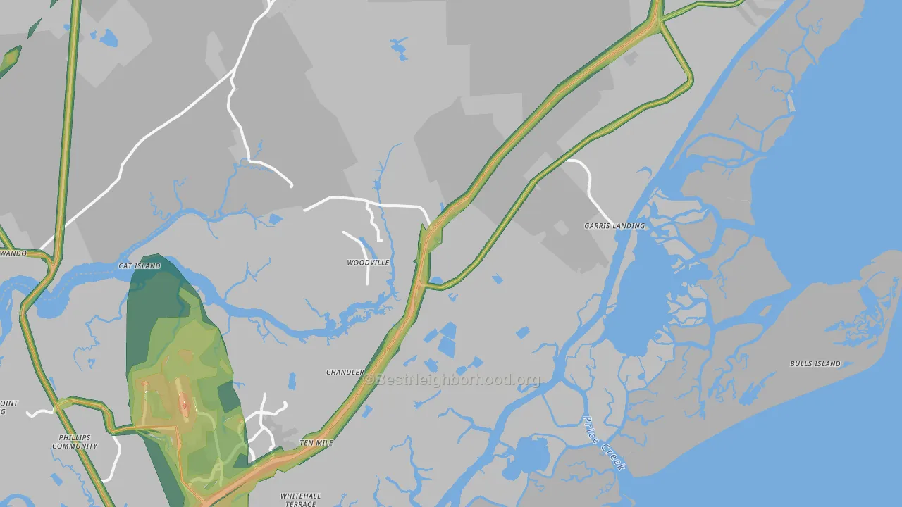 29429, SC Map of Noise Levels in 29429