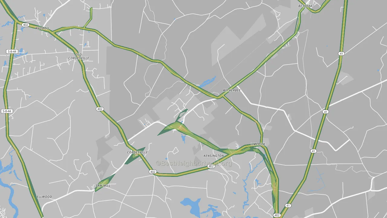 29434, SC Map of Noise Levels in 29434