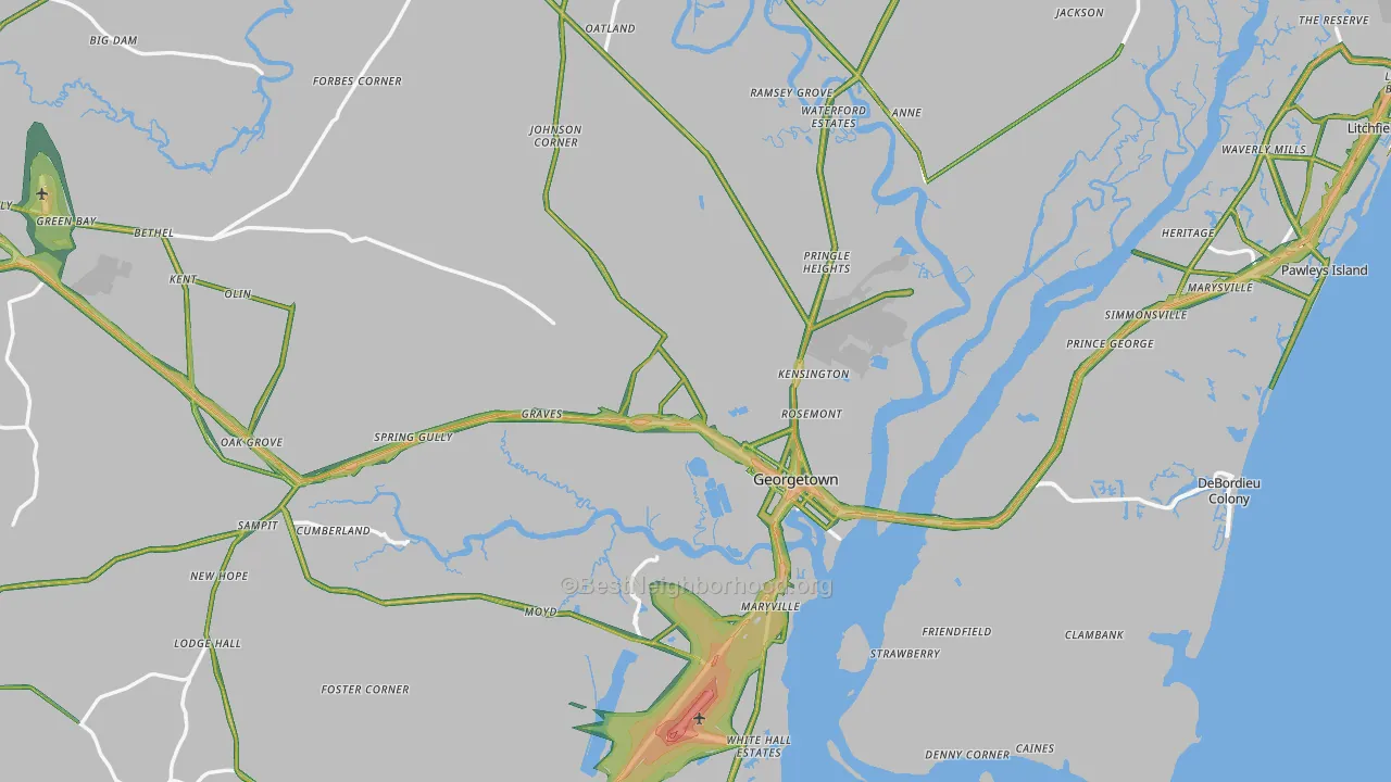 29440, SC Map of Noise Levels in 29440