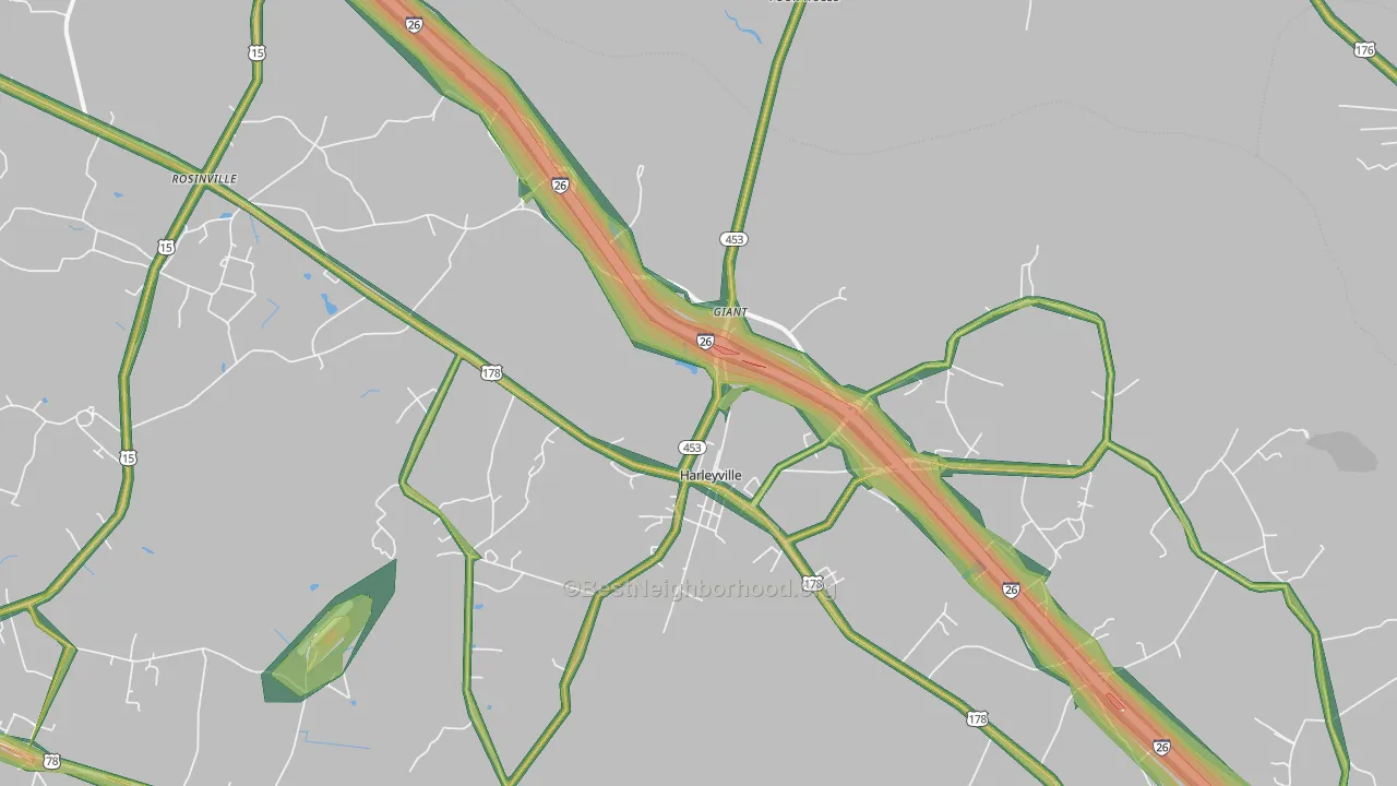 29448, SC Map of Noise Levels in 29448