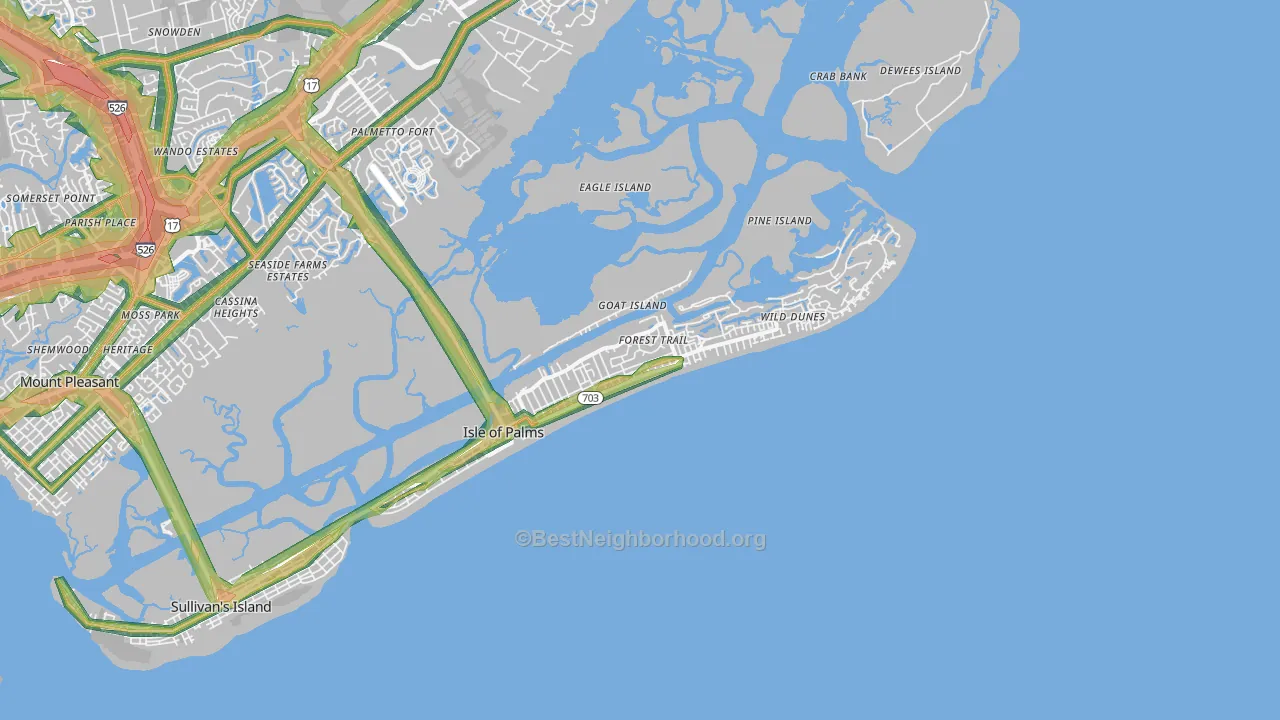 29451, SC Map of Noise Levels in 29451