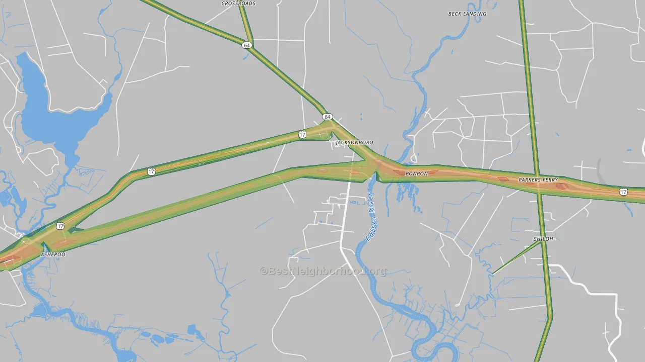 29452, SC Map of Noise Levels in 29452