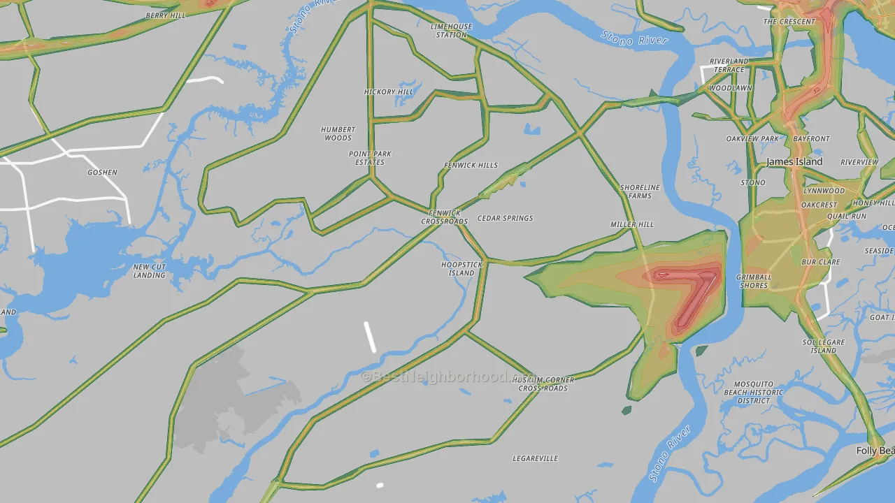 29455, SC Map of Noise Levels in 29455