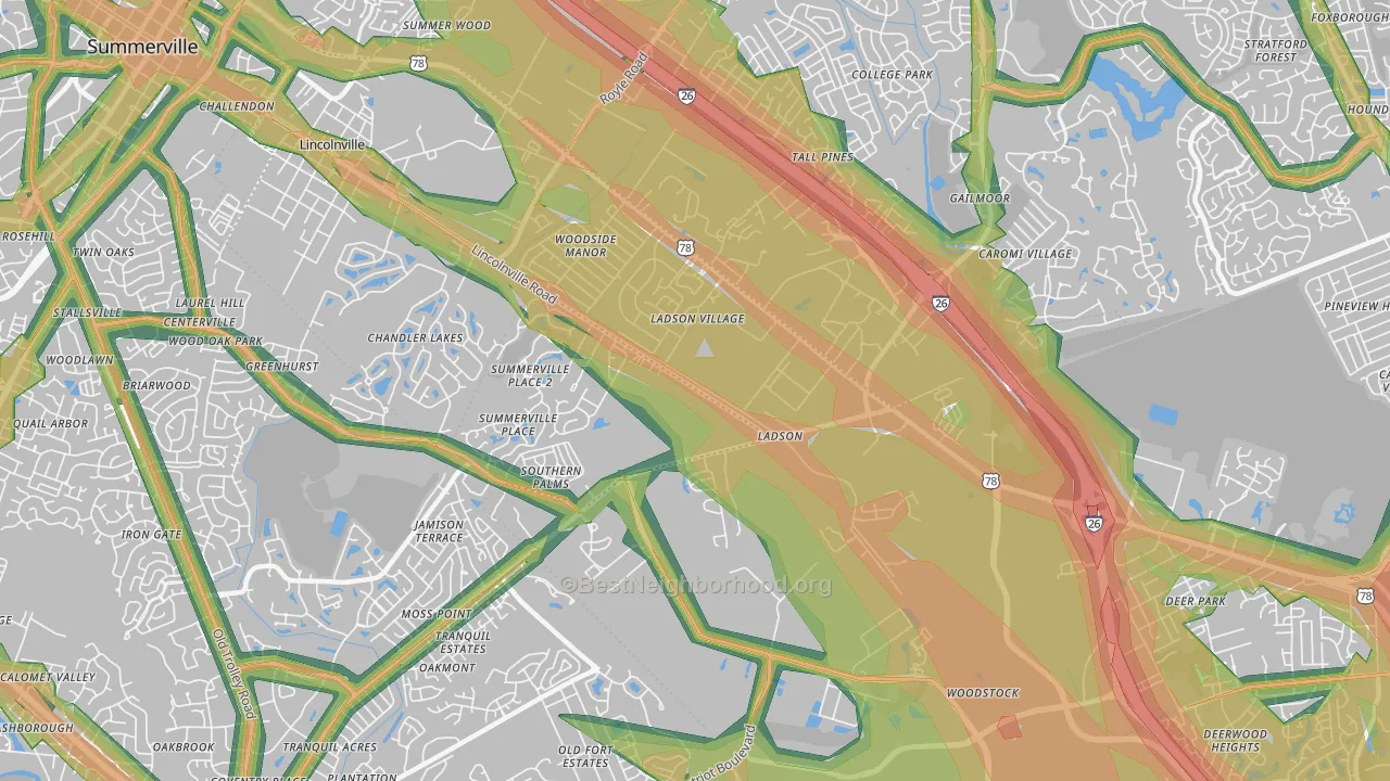 29456, SC Map of Noise Levels in 29456