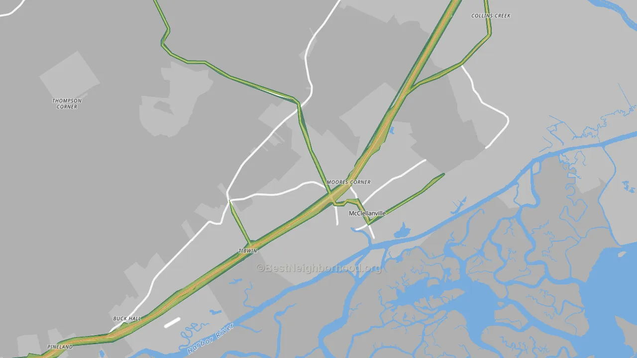 29458, SC Map of Noise Levels in 29458
