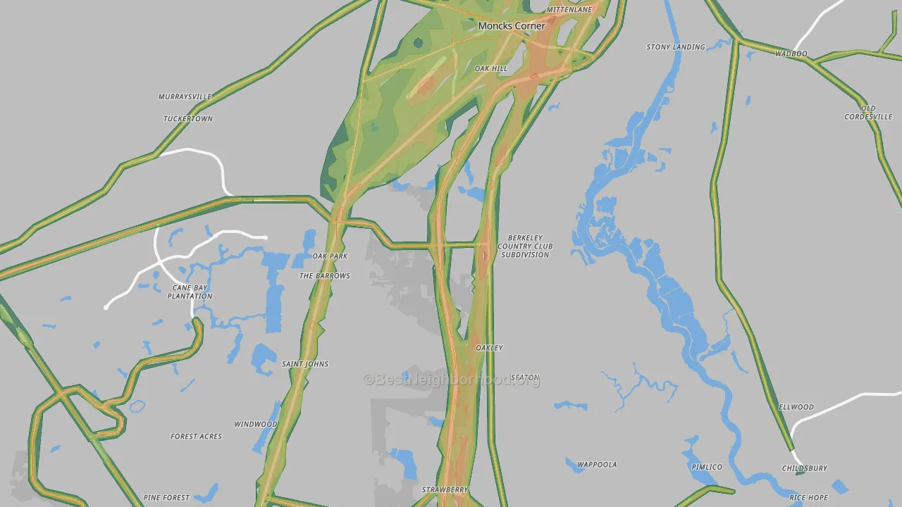 29461, SC Map of Noise Levels in 29461