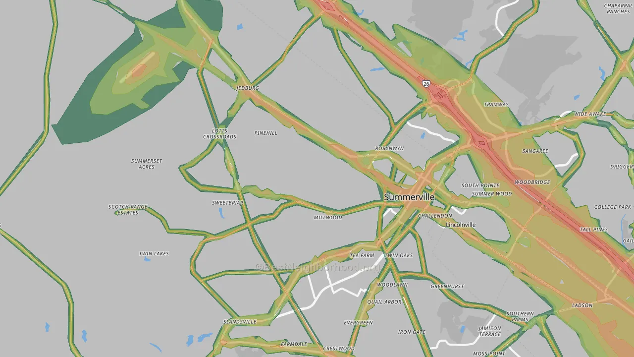 29483, SC Map of Noise Levels in 29483