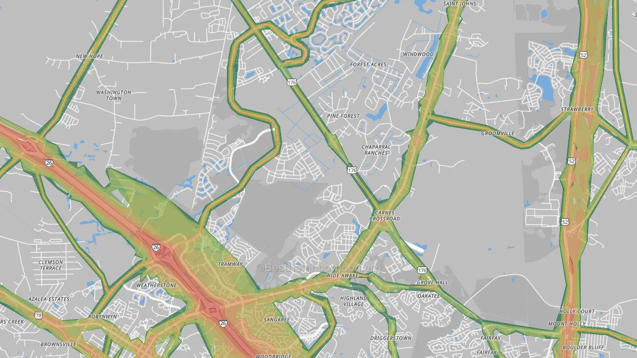 29486, SC Map of Noise Levels in 29486