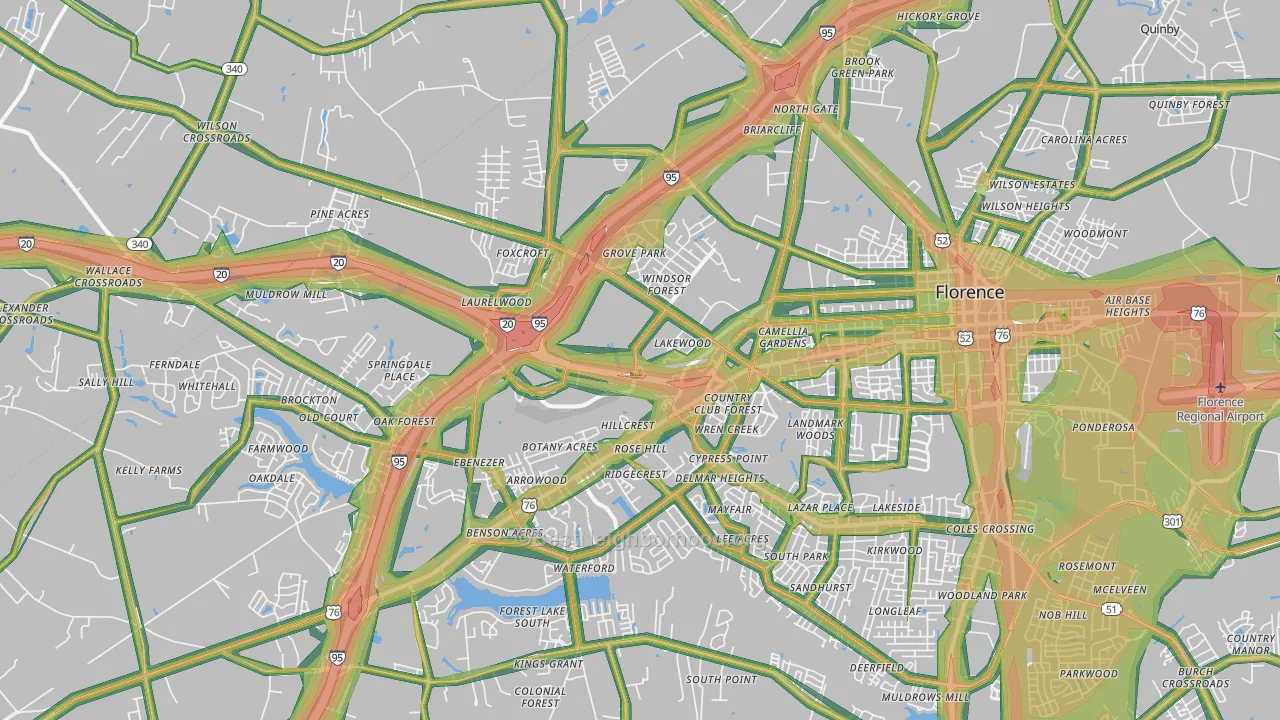 29501, SC Map of Noise Levels in 29501