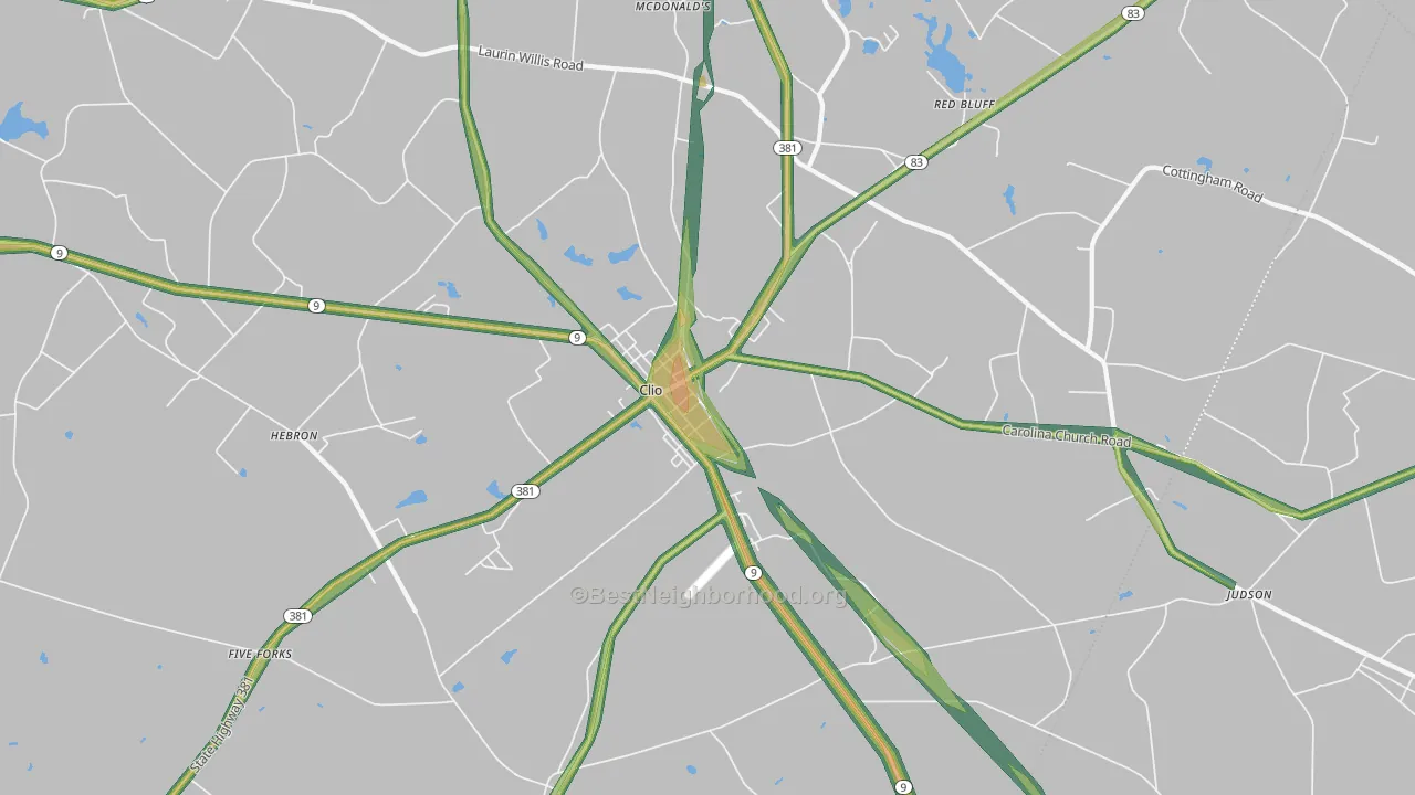 29525, SC Map of Noise Levels in 29525